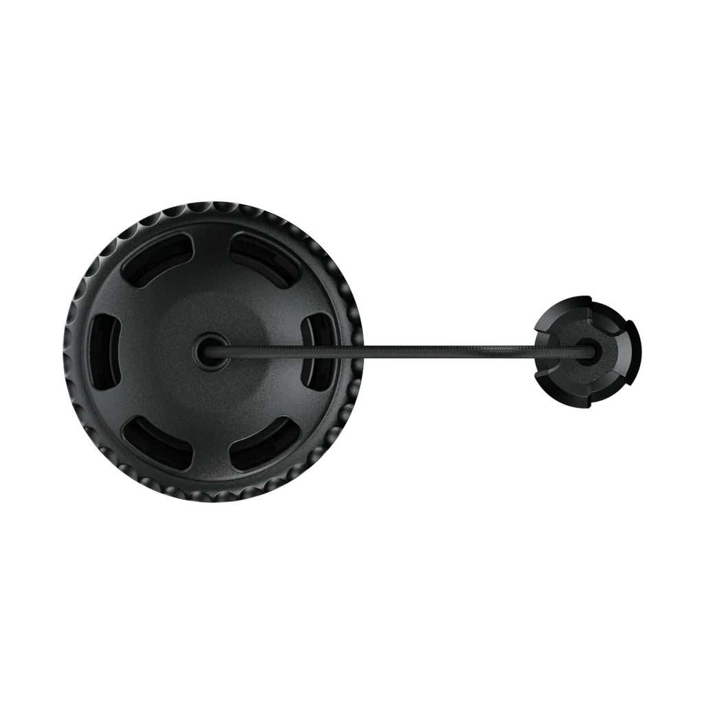 Front view of the OPV P01 Plus cap showing its deeply fluted ridge rim and gear-like vent cutouts