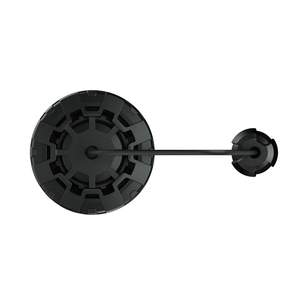 OPV P03 face-on view of the ribbed lid with hose routed to the connector