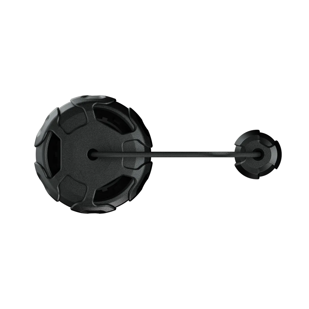 Front-facing view of the OPV T01 cap, showing its lobed knurled rim and hex vent cutouts