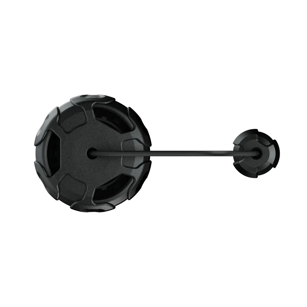 Front view of the OPV T02 cap, its lobed knurled rim and hex vent cutouts clearly visible
