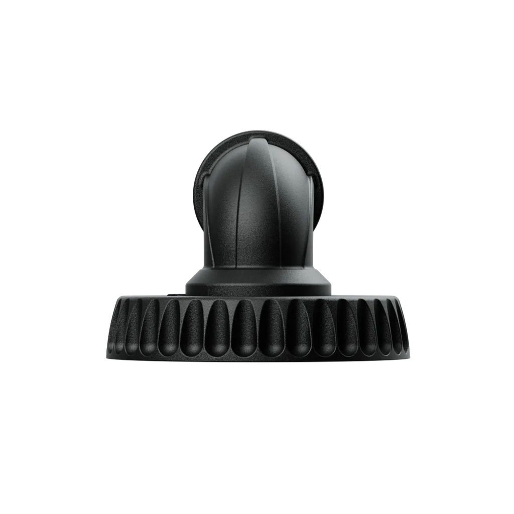 Front elevation of the Pipe P01 Classic elbow bend rising from its fluted locking ring