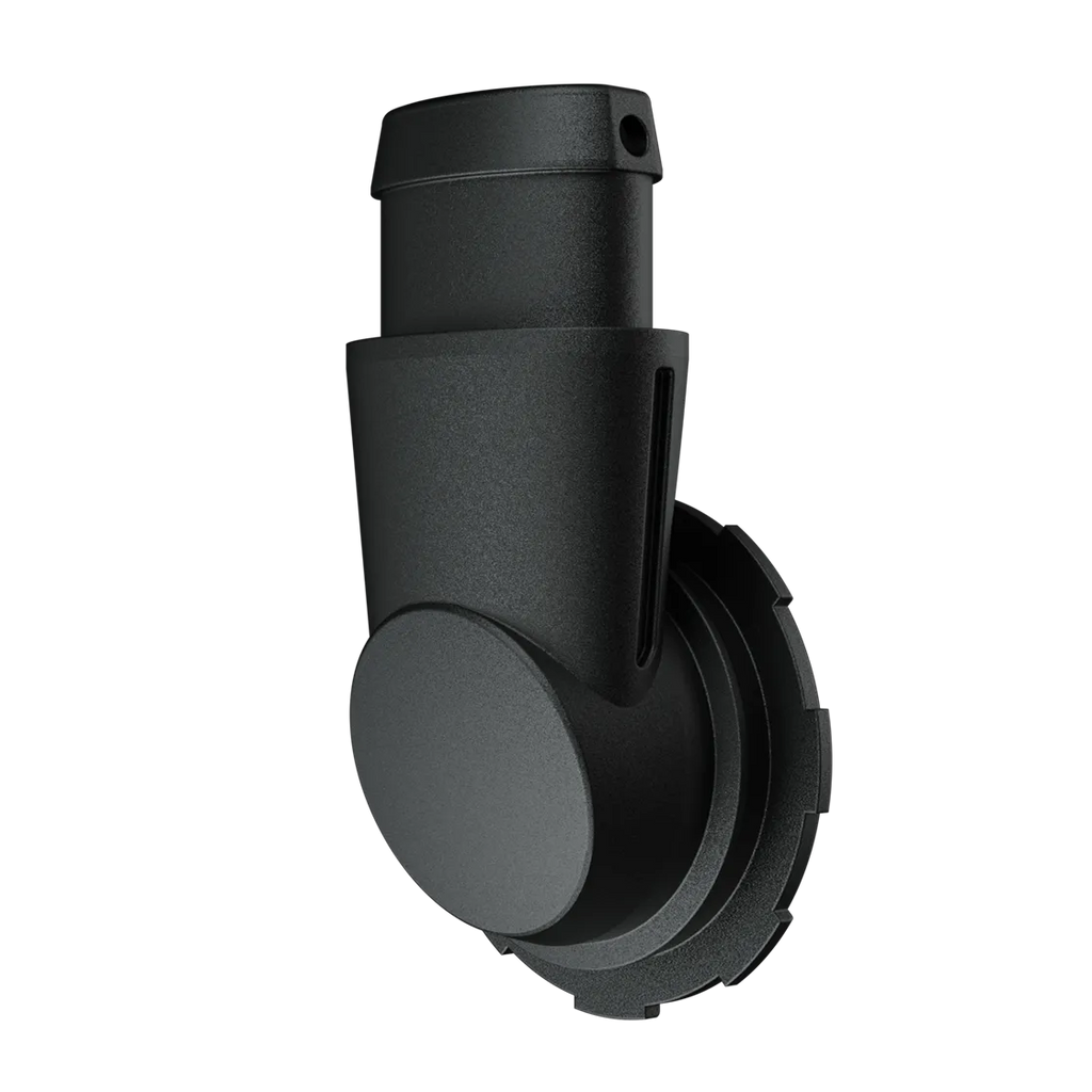 Rear three-quarter view of the Pipe P01 Keen elbow showing the fluted base disk and tapered barb