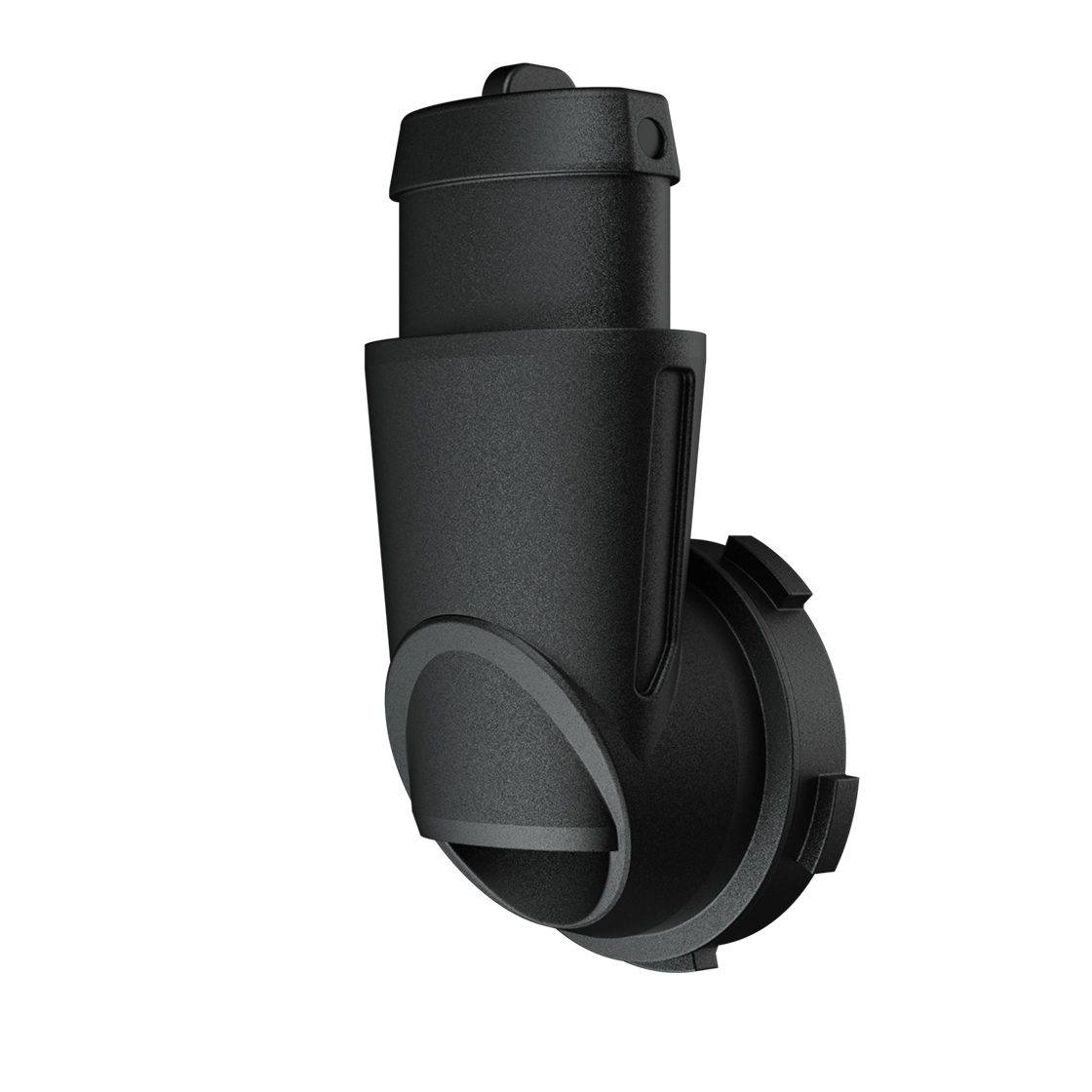 R.E.V. P03 Keen three-quarter view from above showing the open outlet and exhaust valve