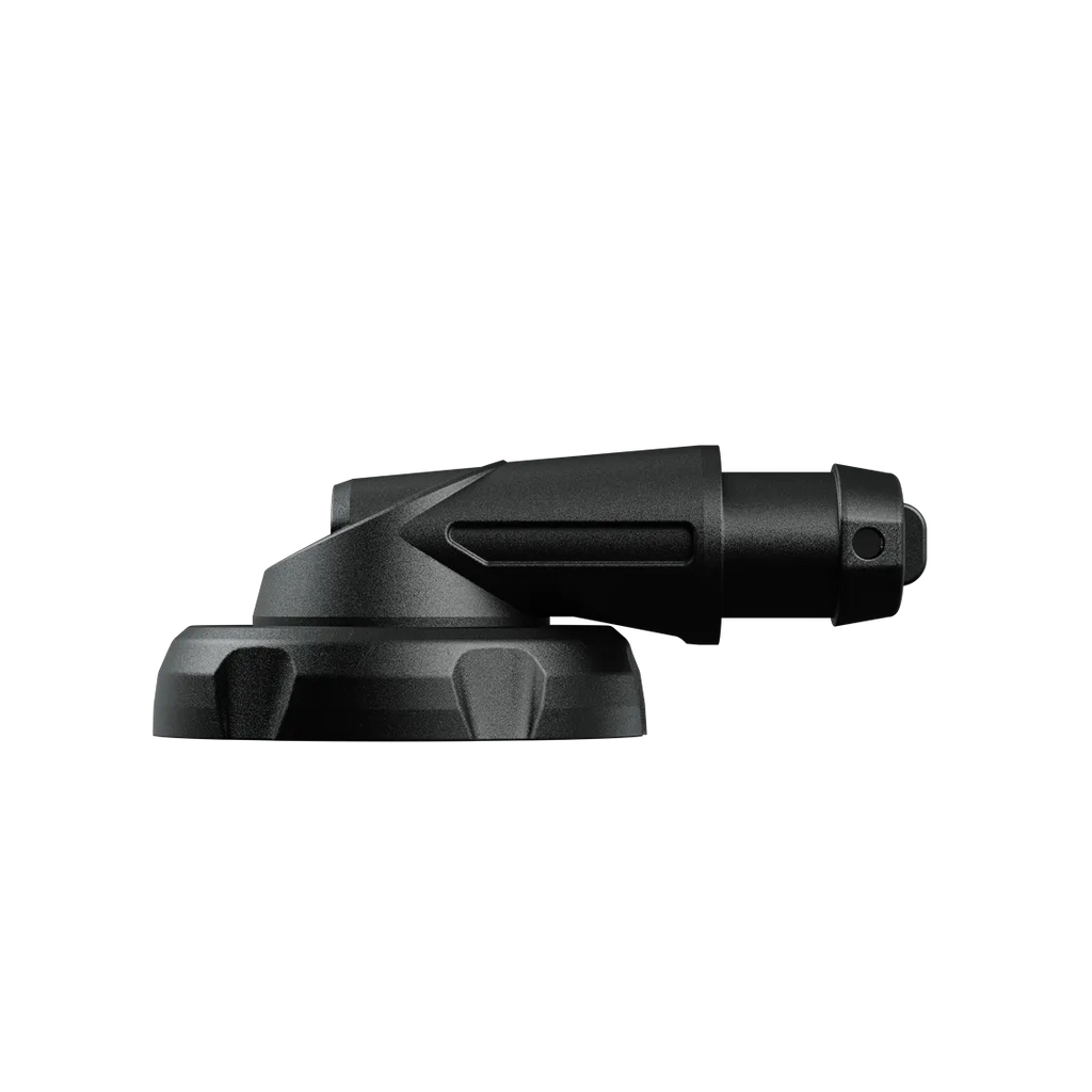 R.E.V. T02 Keen connector, side view of the wing-tab locking ring and low-profile bend