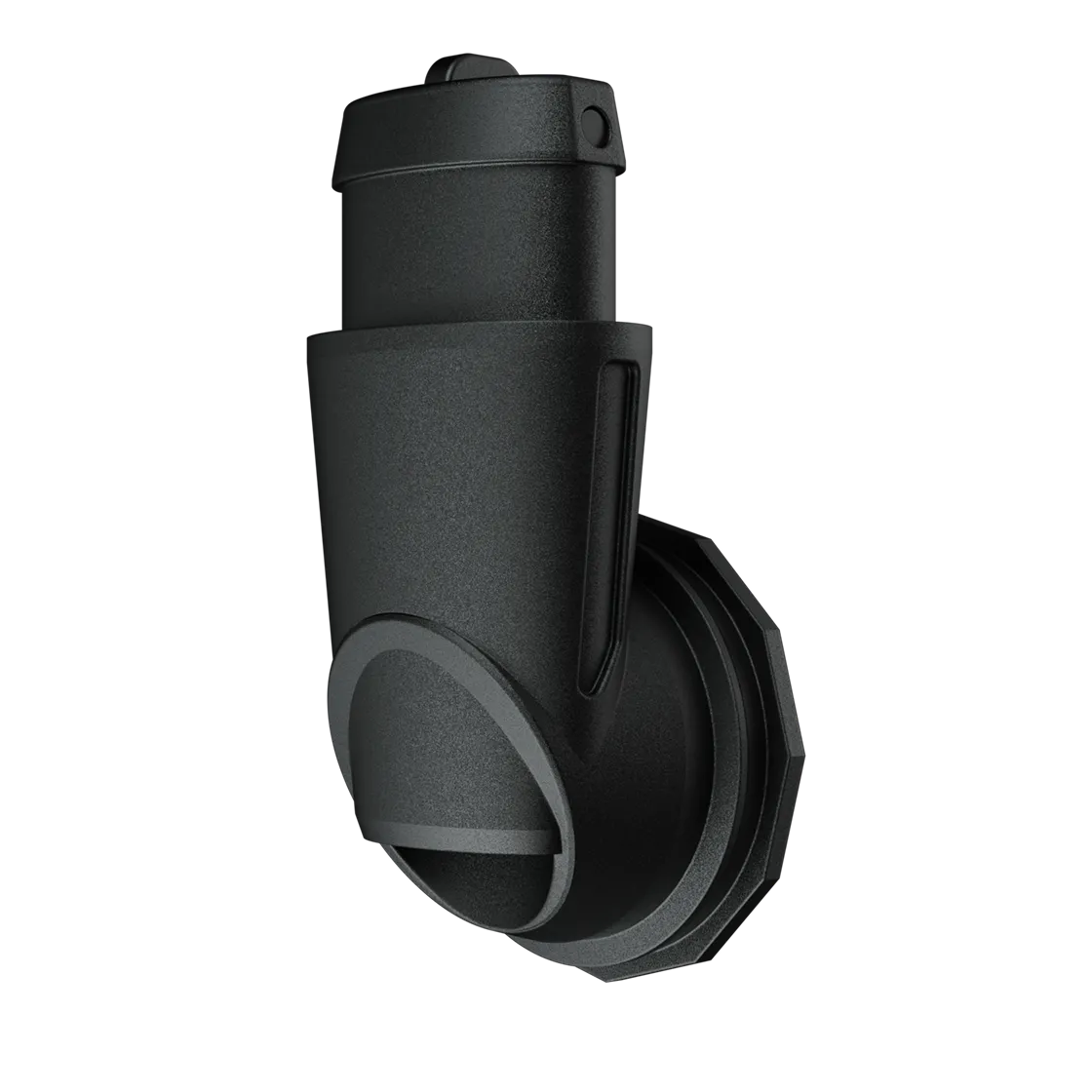 R.E.V. T02 Keen three-quarter view from above showing the open outlet and exhaust valve