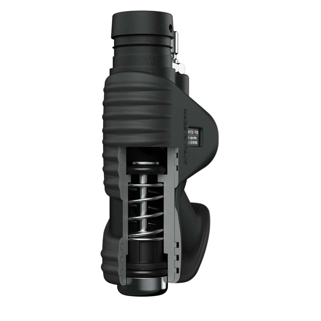 X01 Pro side-view cutaway showing the piston spring assembly along the smooth body